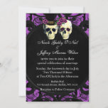 Purple Skulls Bride &amp; Groom Wedding Invitation at Zazzle