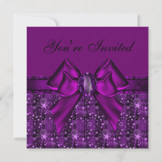 Purple Skulls & Stars, Bow & Jewel Invites