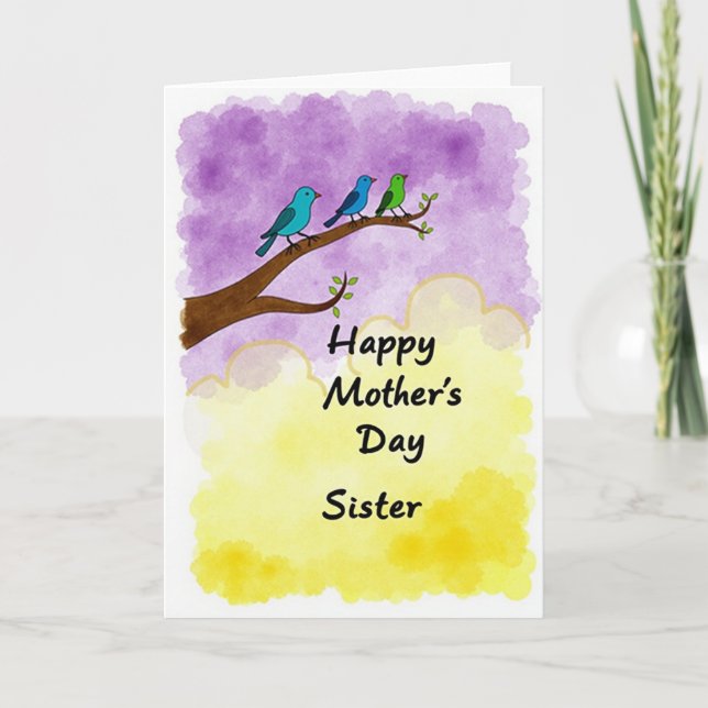 Purple Sky Birds Mothers Day Card (Front)