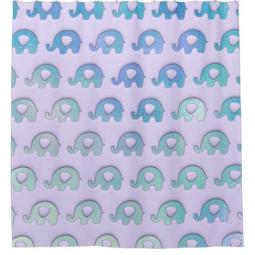 Purple Sky Blue Animals Baby Elephants Purple Shower Curtain