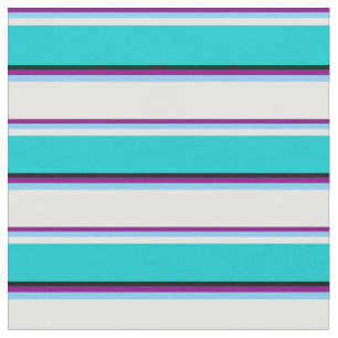 Purple, Sky Blue, Mint Cream, Turquoise & Black Fabric