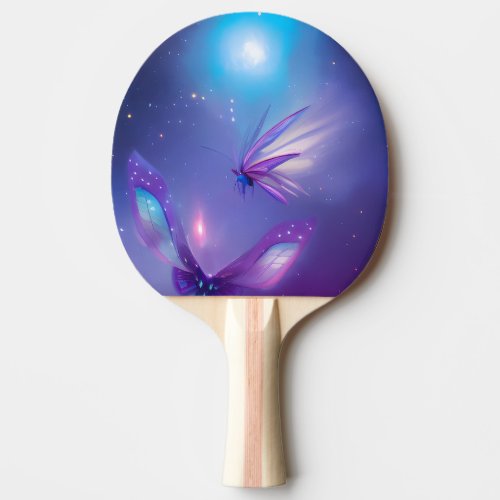Purple Sky Bug  Butterfly Ping Pong Paddle