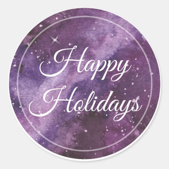 Purple Sky Holiday Envelope Seal / Sticker (Front)