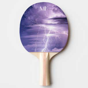 Purple Sky Lightning Strikes Custom Ping Pong Paddle