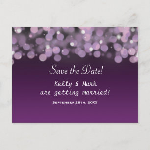 Purple Sky Lights Save the Date Wedding Postcard