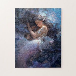Purple Sleeping Mermaid Fantasy Art Jigsaw Puzzle