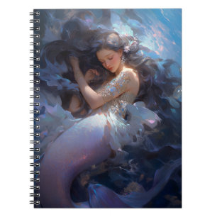 Purple Sleeping Mermaid Fantasy Art Notebook