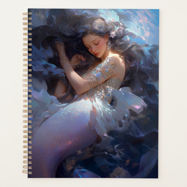 Purple Sleeping Mermaid Fantasy Art Planner (Front)