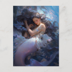 Purple Sleeping Mermaid Fantasy Art Postcard