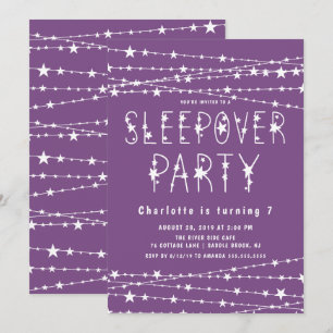 Purple Sleepover Birthday Party Invitation