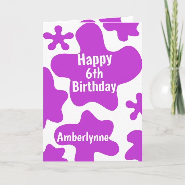 Purple Slime 6th Birthday Card (Front)