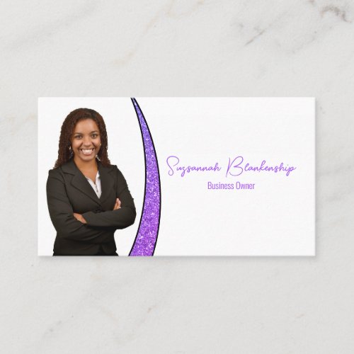 Purple Sliver Faux Glitter Professional Photo Business Card