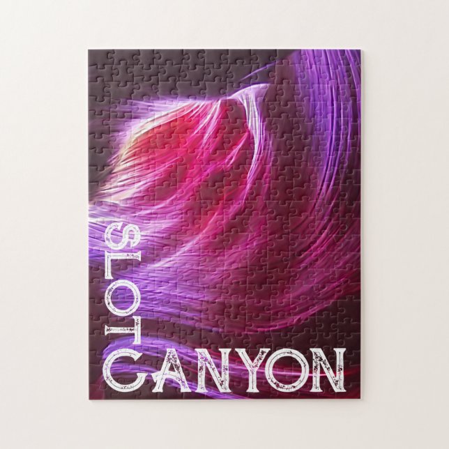 Purple Slot Canyon White Text or Your Photo & Text Jigsaw Puzzle (Vertical)