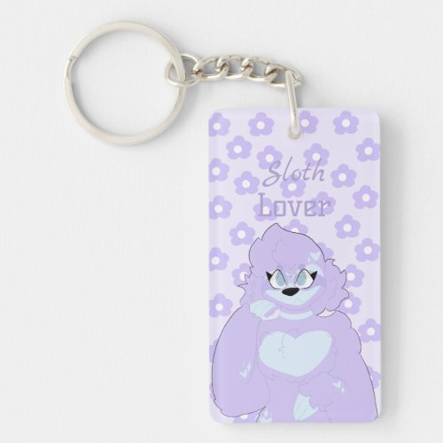Purple Sloth Lover Keychain