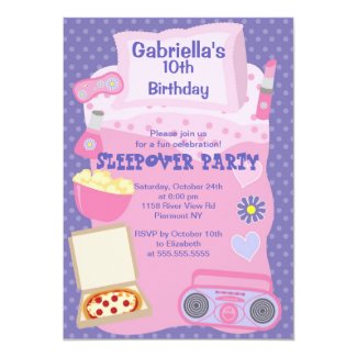 Purple Slumber Party Fun Birthday Invitation