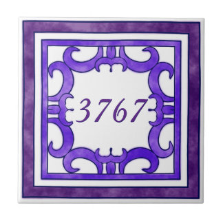 Purple Small House Number Ceramic Tile