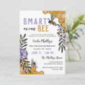 Purple Smart As Can Bee Preschool Graduation Invitation (Standing Front)