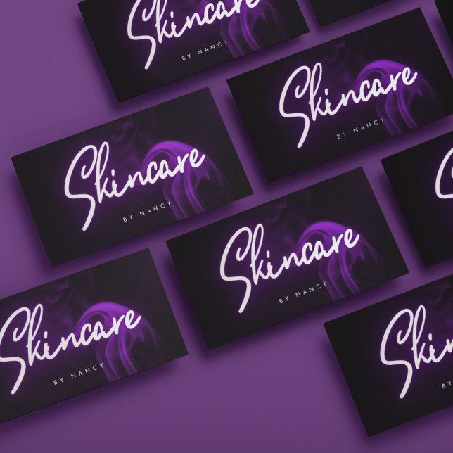 Purple Smoke Neon Skincare Script Business Card (Creator Uploaded)