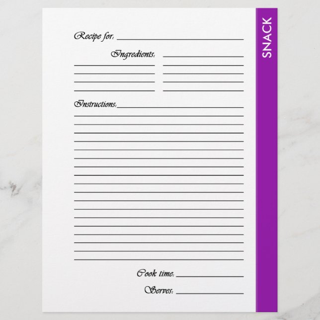 Purple SNACK 2-sided Recipe Pages (Front)