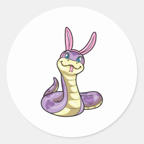 Purple Snake as Rabbit with Heart Classic Round Sticker