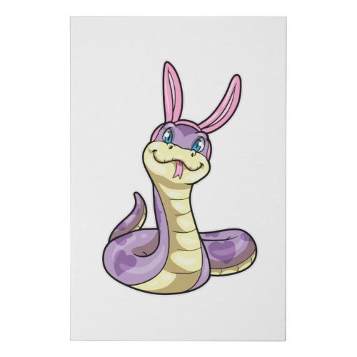 Purple Snake as Rabbit with Heart Faux Canvas Print