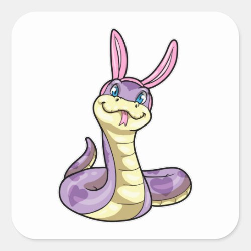 Purple Snake as Rabbit with Heart Square Sticker