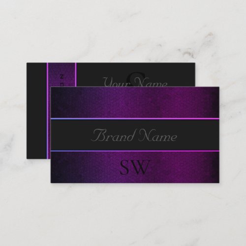 Purple Snake Dark Gray Colored with Black Monogram Business Card
