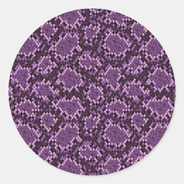 Purple Snake Print Classic Round Sticker (Front)
