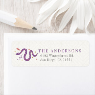 Purple Snake Zodiac New Year Return Address Label