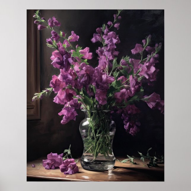 Purple Snapdragon Flowers Art Print Poster (Front)