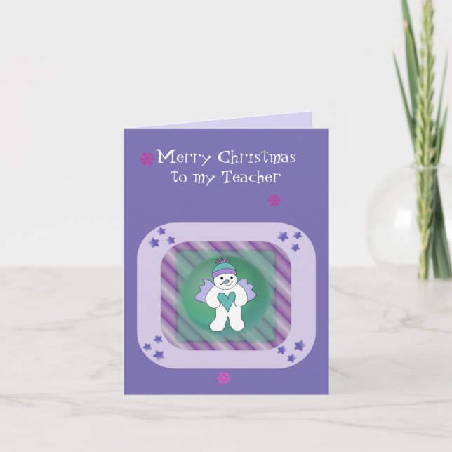 Purple Snow Angel for my Teacher Holiday Card (Front)