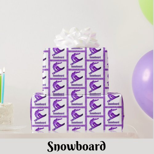 Purple Snowboard Gift Wrapping Paper