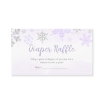 Purple Snowflake Baby Shower Diaper Raffle Enclosure Card