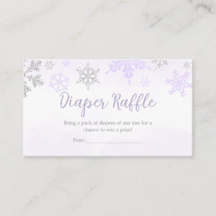 Purple Snowflake Baby Shower Diaper Raffle Enclosure Card