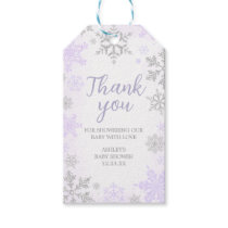 Purple Snowflake Baby Shower Favor Tags