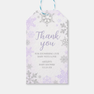 Purple Snowflake Baby Shower Favor Tags
