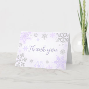 Purple Snowflake Baby Shower  Letterpress Thank You Card