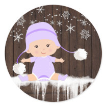 Purple Snowflake Baby Shower Stickers