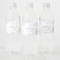 Purple Snowflake Baby Shower  Water Bottle Label