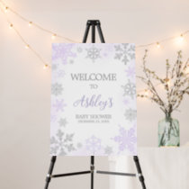 Purple Snowflake Baby Shower Welcome Sign