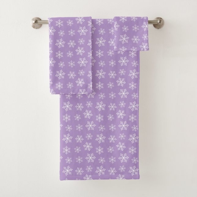 Purple Snowflake Bath Towel Set (Insitu)