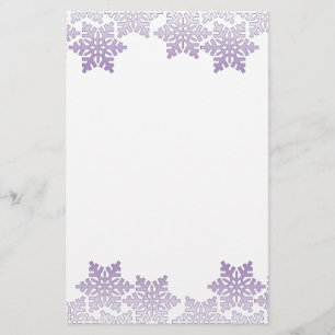 Purple Snowflake Border Stationery