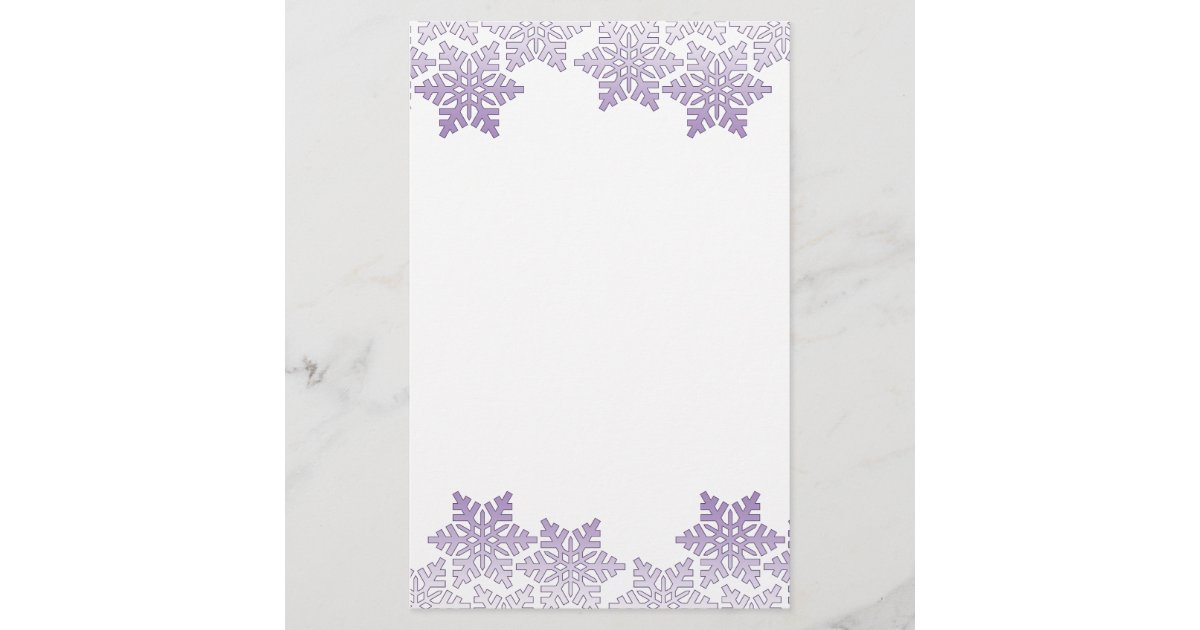 Purple Snowflake Border Stationery | Zazzle