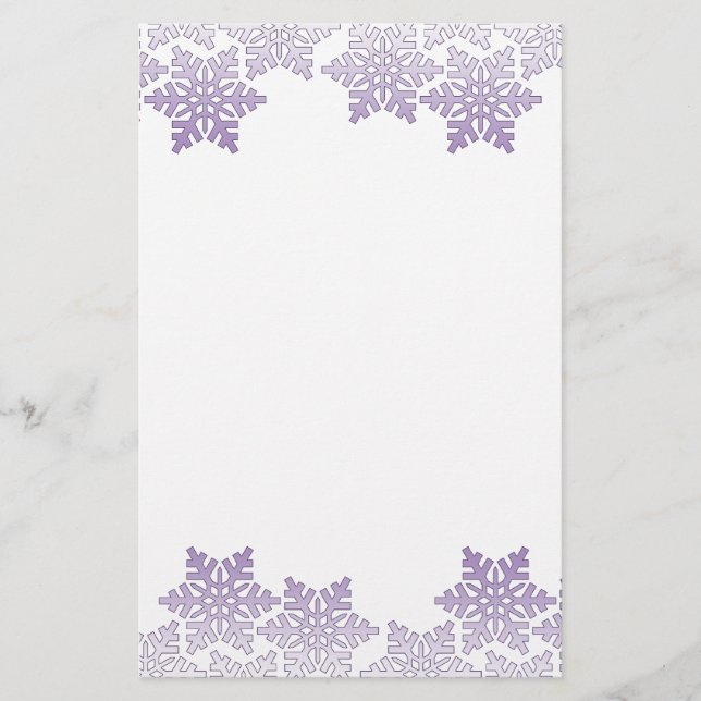 Purple Snowflake Border Stationery (Front)