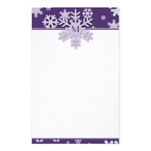 Purple Snowflake Border with Monogrammed Snowflake Stationery | Zazzle