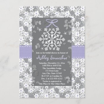 Purple Snowflake Bridal Shower Invitations by OccasionInvitations at Zazzle