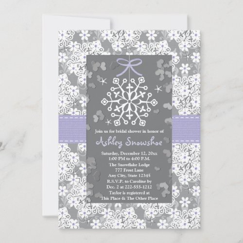 Purple Snowflake Bridal Shower Invitations