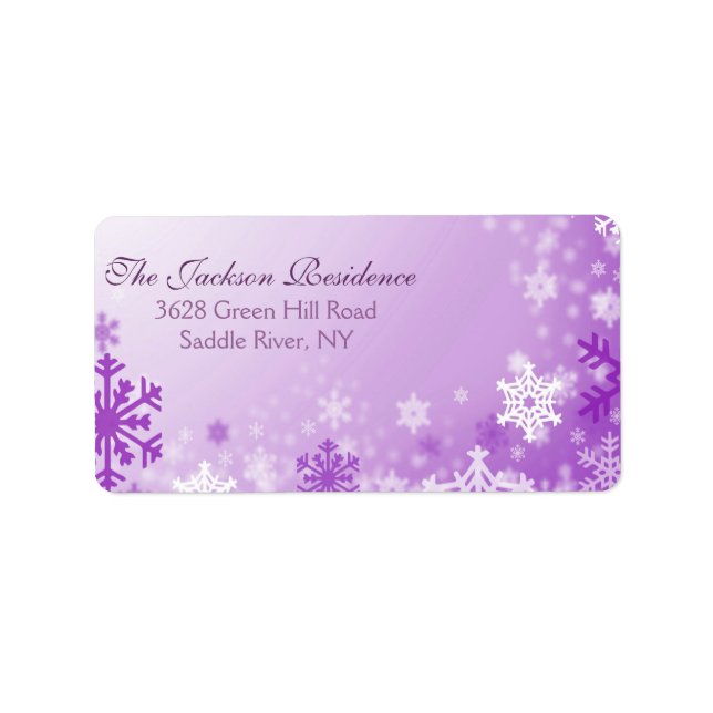 Purple Snowflake Christmas Address Label (Front)