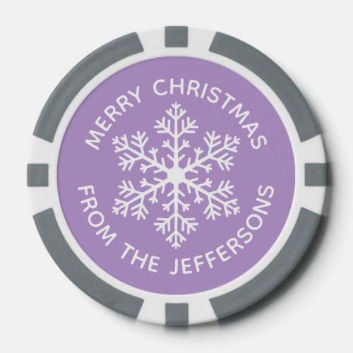 Purple Snowflake Christmas Poker Chips