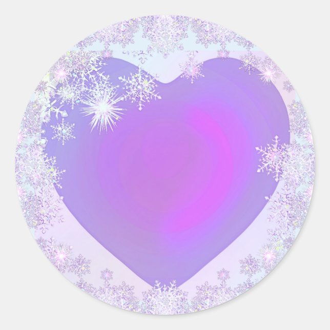 Purple Snowflake Classic Round Sticker (Front)